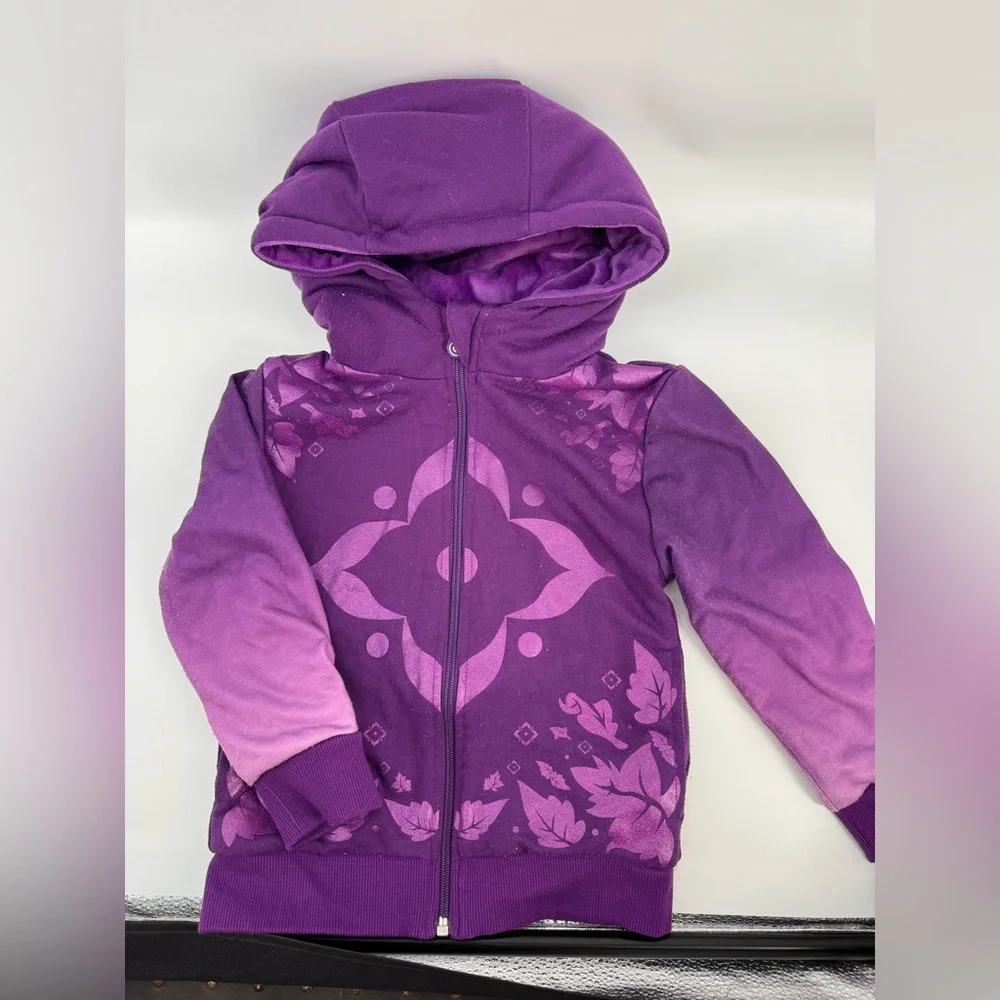 Disney Frozen 2 Anna Purple Pink Plush toy Zip-Up Hoodie Cubcoats Girls Size 4 - Picture 3 of 7